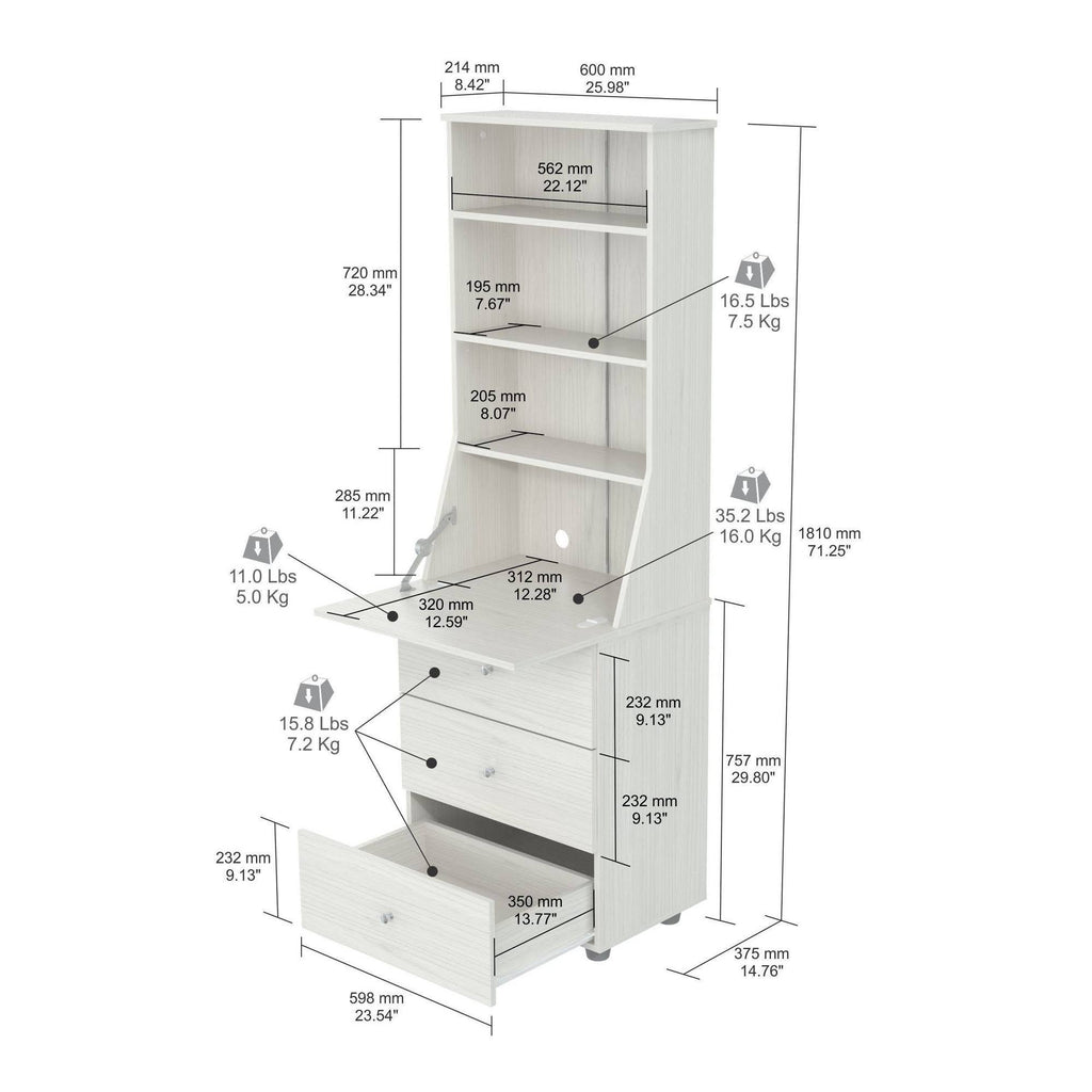 Washed Oak 3-Shelf Bookcase N955064