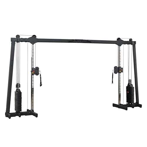 Black Cable Crossover Exercise Machine with Dual Weights Stack S429