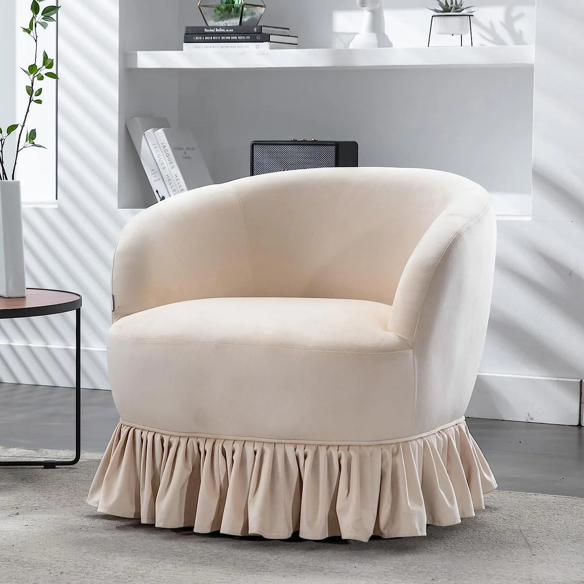 Red Velvet Swivel Barrel Chair V89425