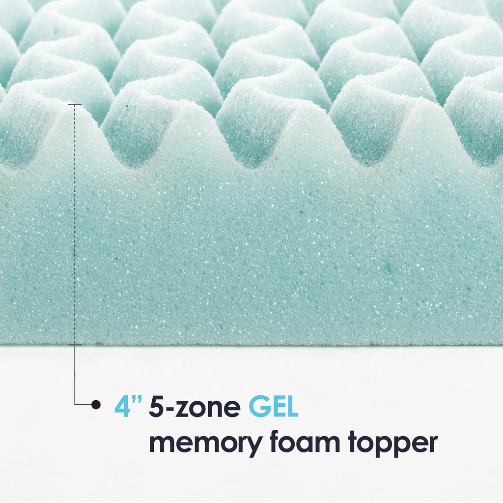 4" 5-Zone Cooling Gel Memory Foam Mattress Topper Y35491