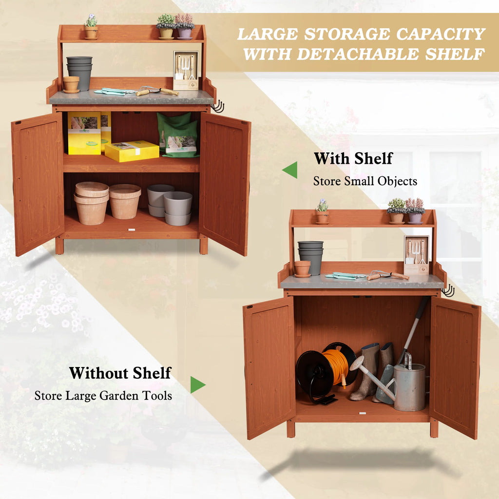 Galvanized Steel Potting Bench with Storage B3975