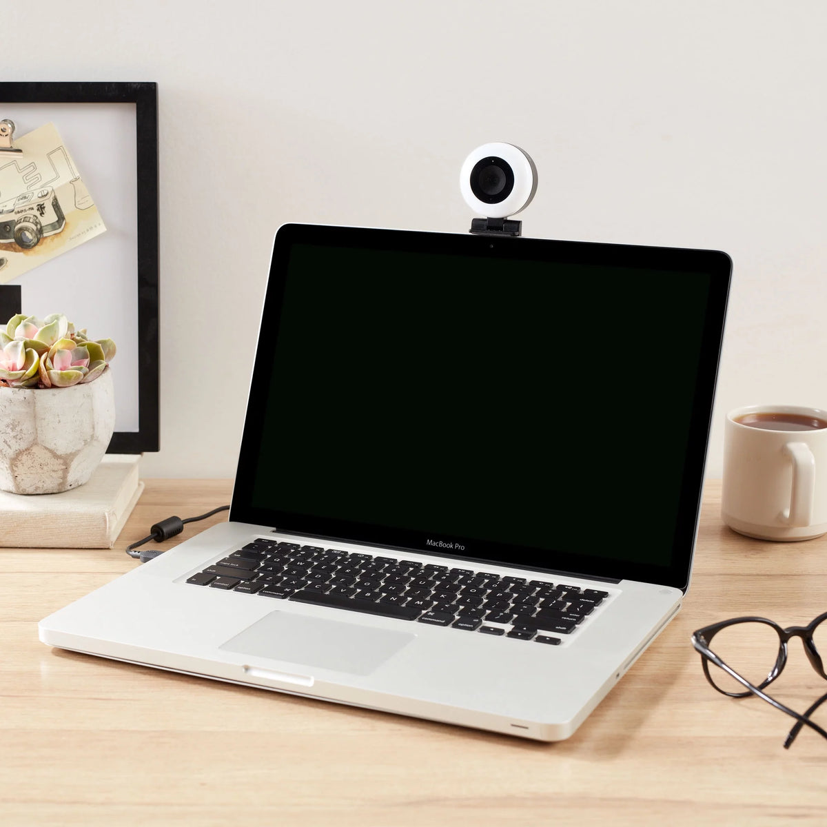 Webcam with Ring Light, Autofocus, Built-in Microphone, White & Black U3231