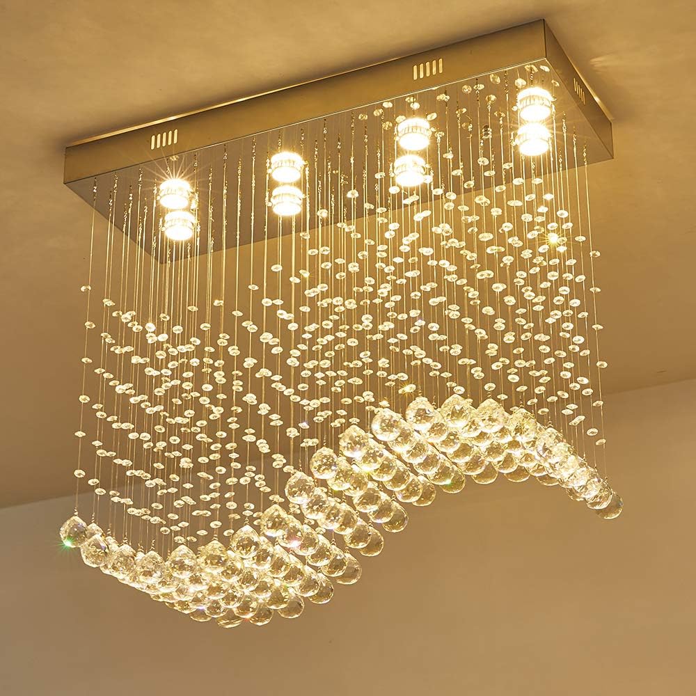 Modern Rectangular Crystal Raindrop LED Chandelier H3862