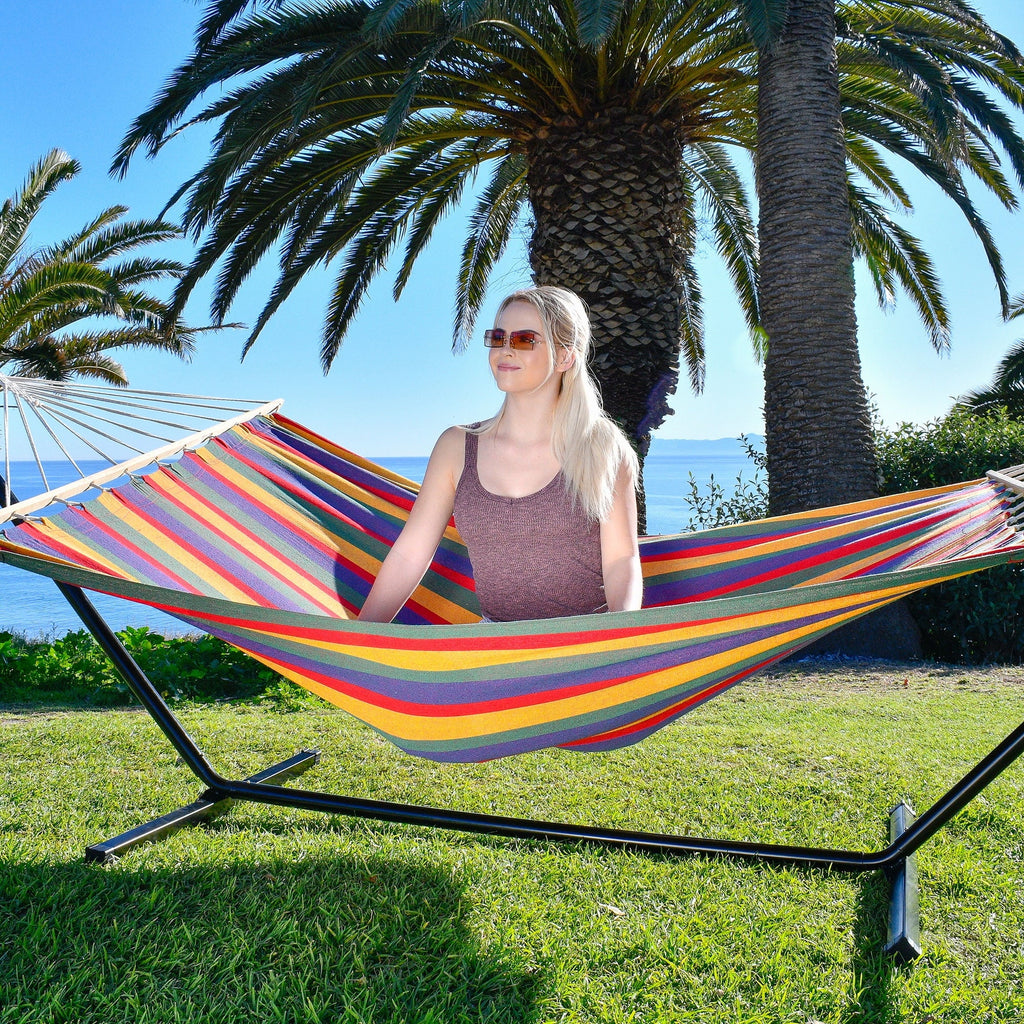 Cotton Hammock for 2 Persons 5ft Wide 420 lbs Capacity Q9182