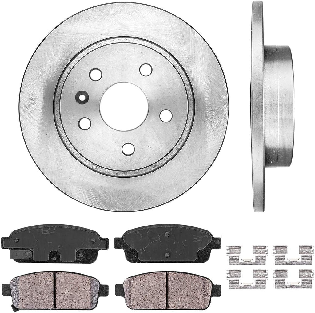 Premium OE 5 Lug Brake Disc Rotors + Ceramic Brake Pads + Hardware Z496