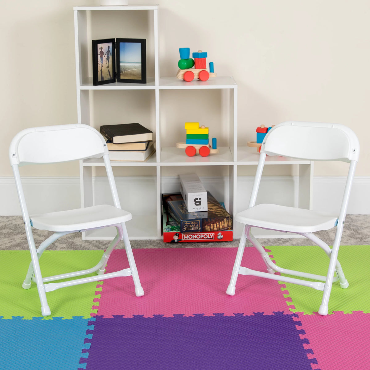White Plastic Kids Folding Chair V67683