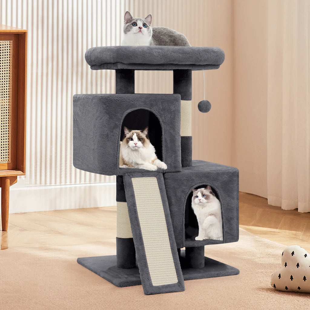 34-in Double Level Plush Cat Tree & Condo J26416