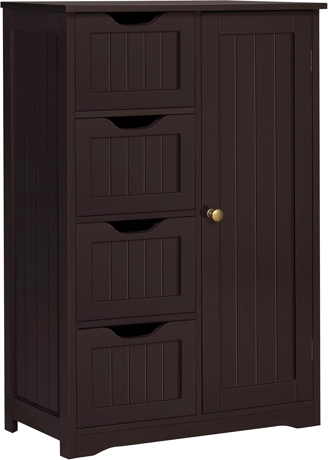 Gray Freestanding Floor Cabinet with 4 Drawers and Adjustable Shelves V624