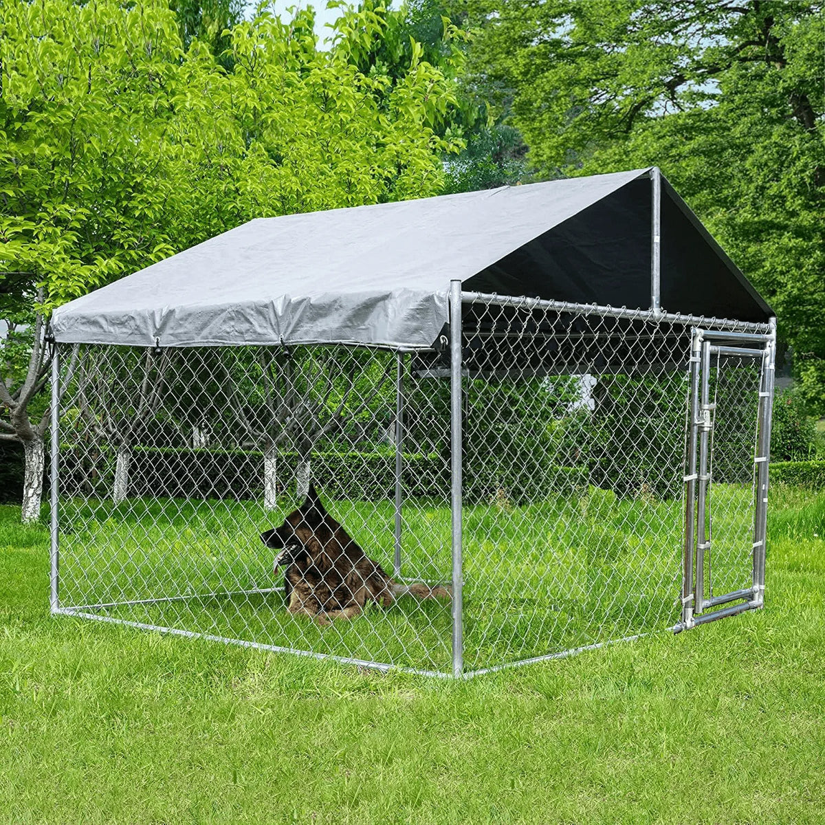 Large Outdoor Dog Kennel with Waterproof Cover and Lock J118189