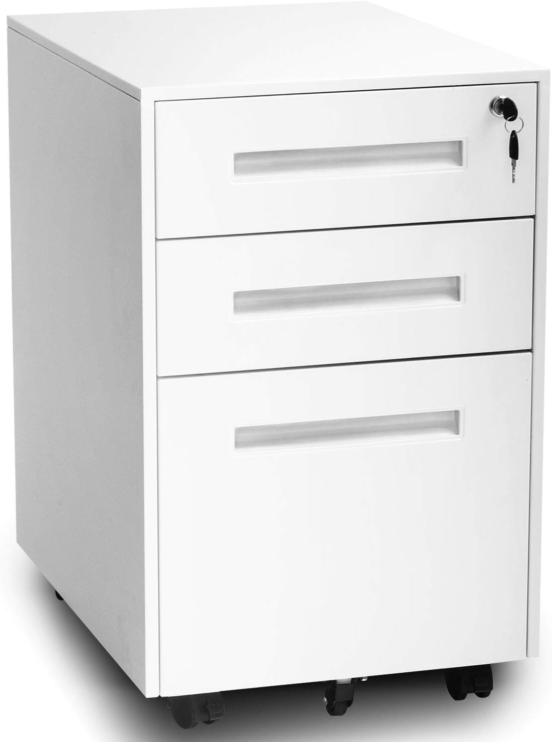 White 3 Drawer Locking Metal File Cabinet Q16841