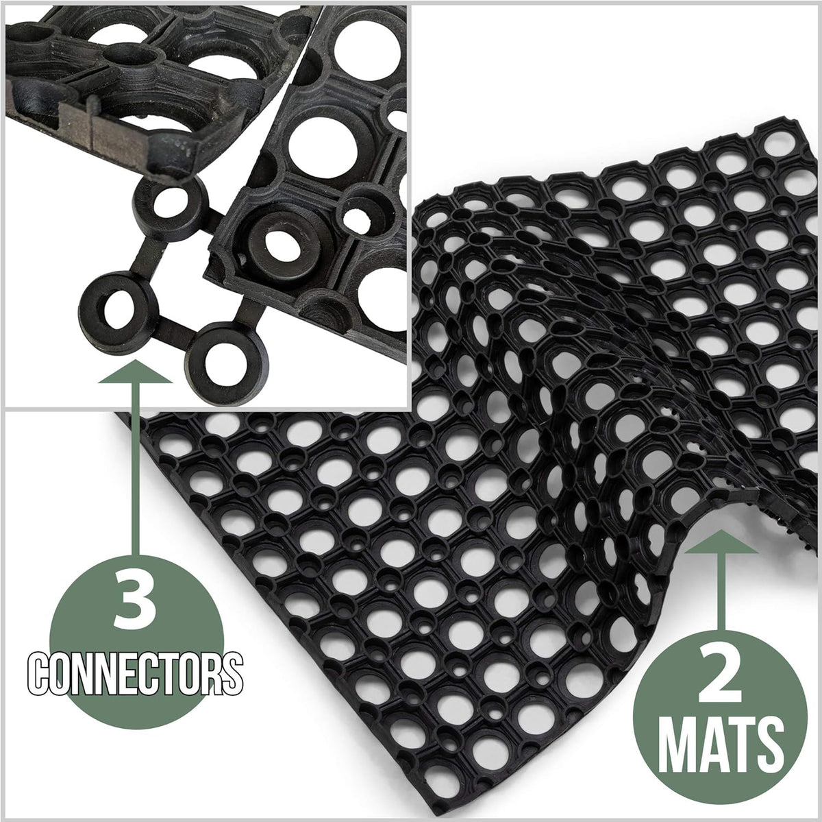 Interlocking Rubber Drainage Floor Mat 24 x 16 inches 12 Mats H3762