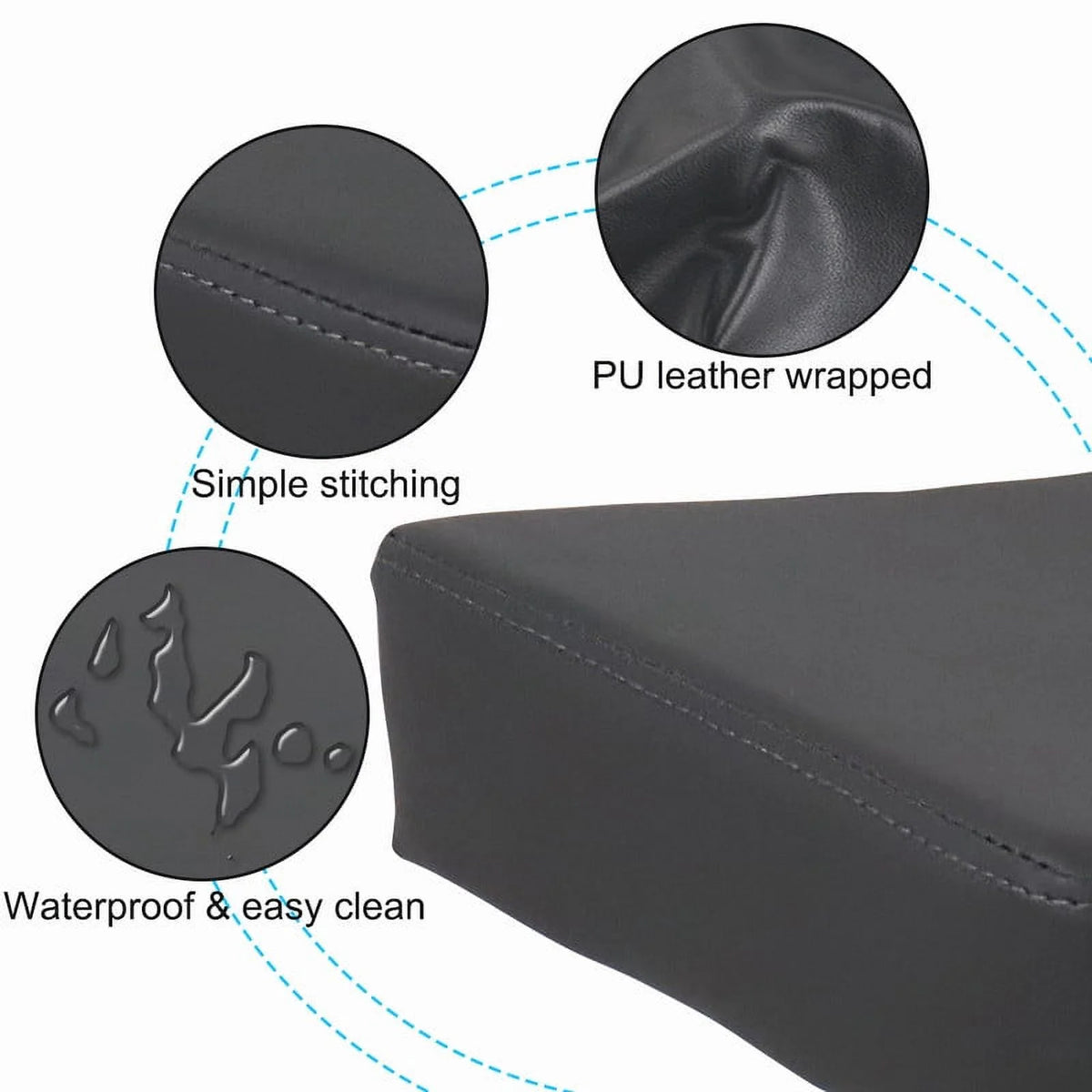 Square Rolling Stool with Footrest PU Leather Height Adjustable Swivel Z24264