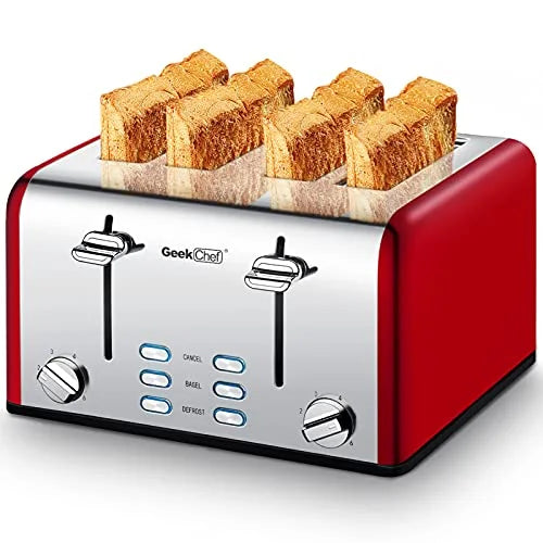 4 Slice Extra Wide Slots Stainless Steel Toaster V6790