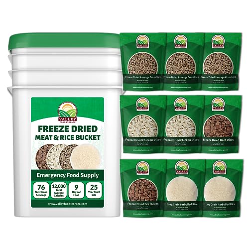 76 Serving Freeze Dried Meat & Rice Bucket Emergency Food Supply U273