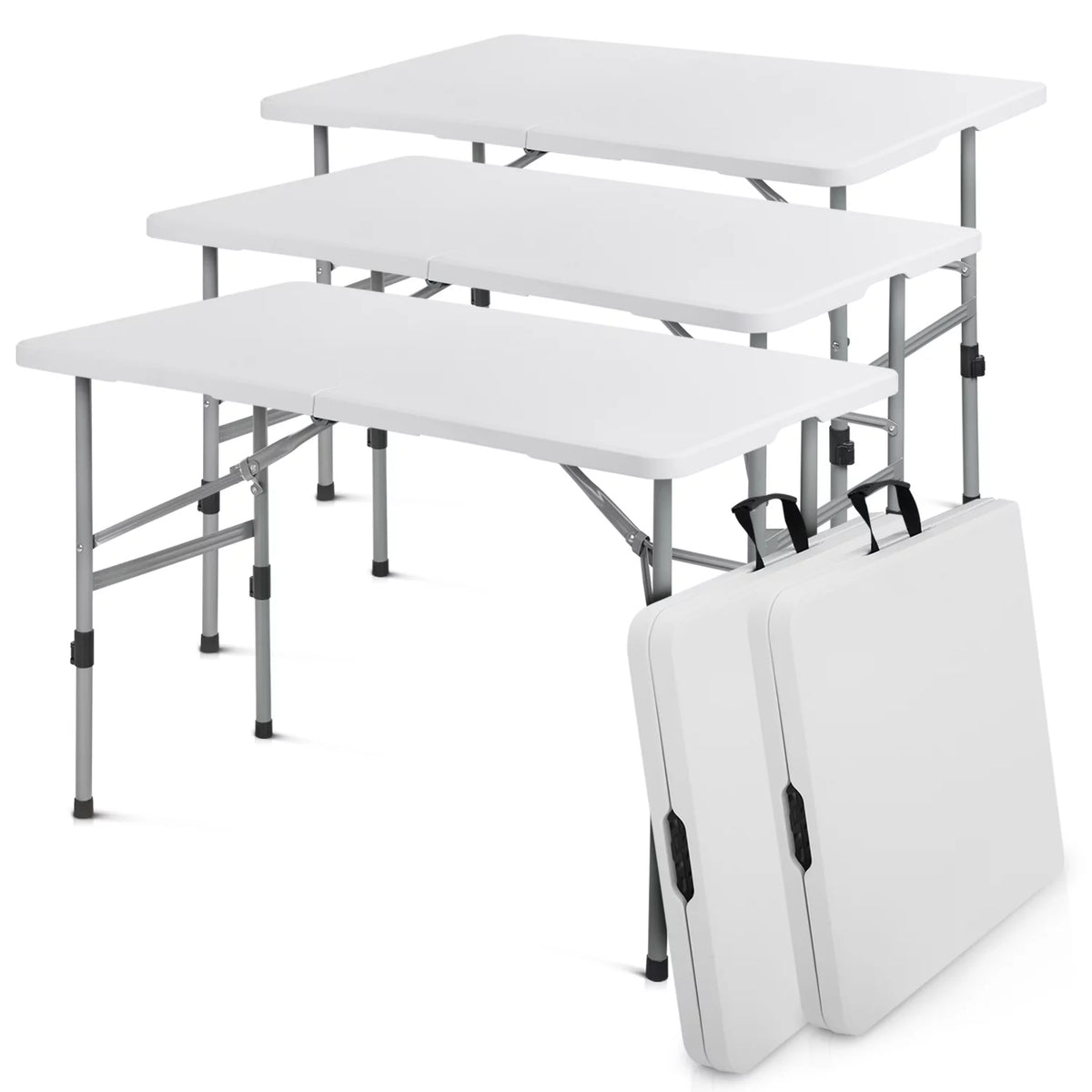 5 Pack 4Ft White Folding Card Table R609701