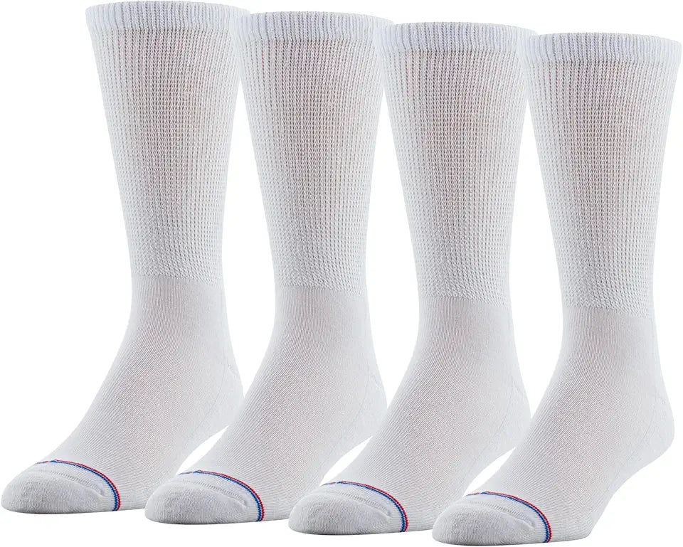Diabetic Crew Socks with Non-Binding Top and Cushion Sole 4 Pairs J341