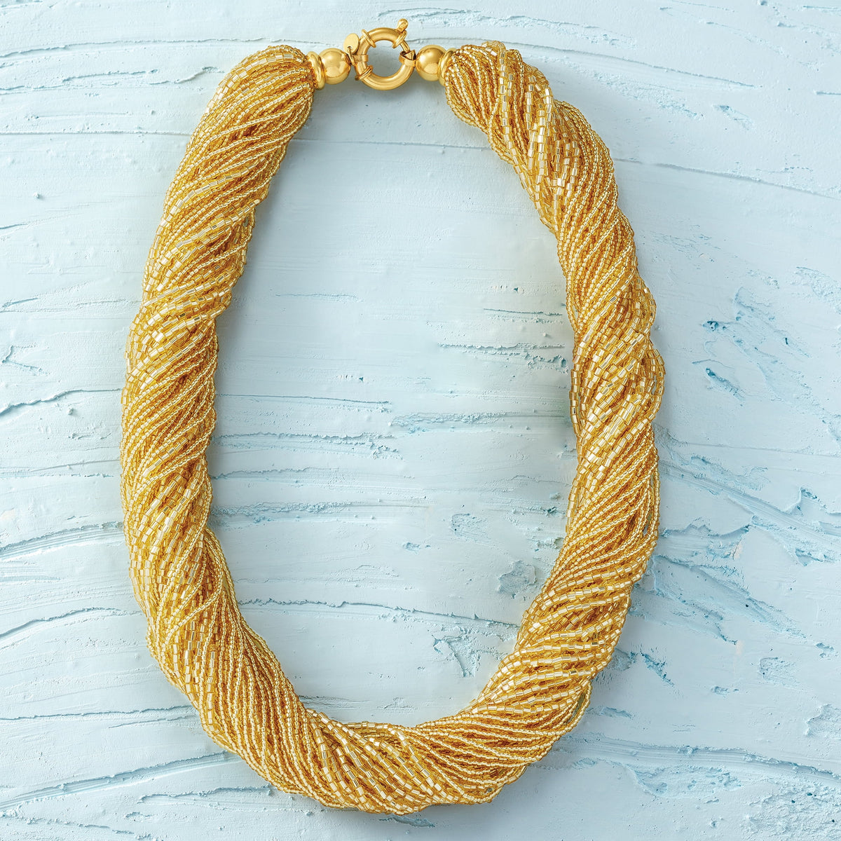 Golden Murano Glass Bead Torsade Necklace V5422