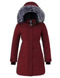 Women's Long Quilted Winter Coat Puffer Jacket with Faux Fur Hood B747804