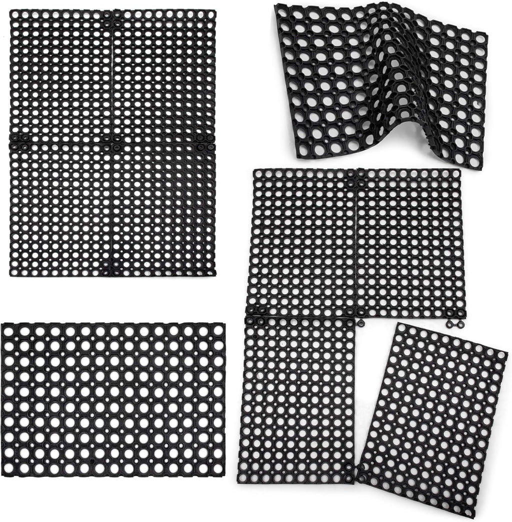 Interlocking Rubber Drainage Floor Mat 24 x 16 inches 12 Mats H3762