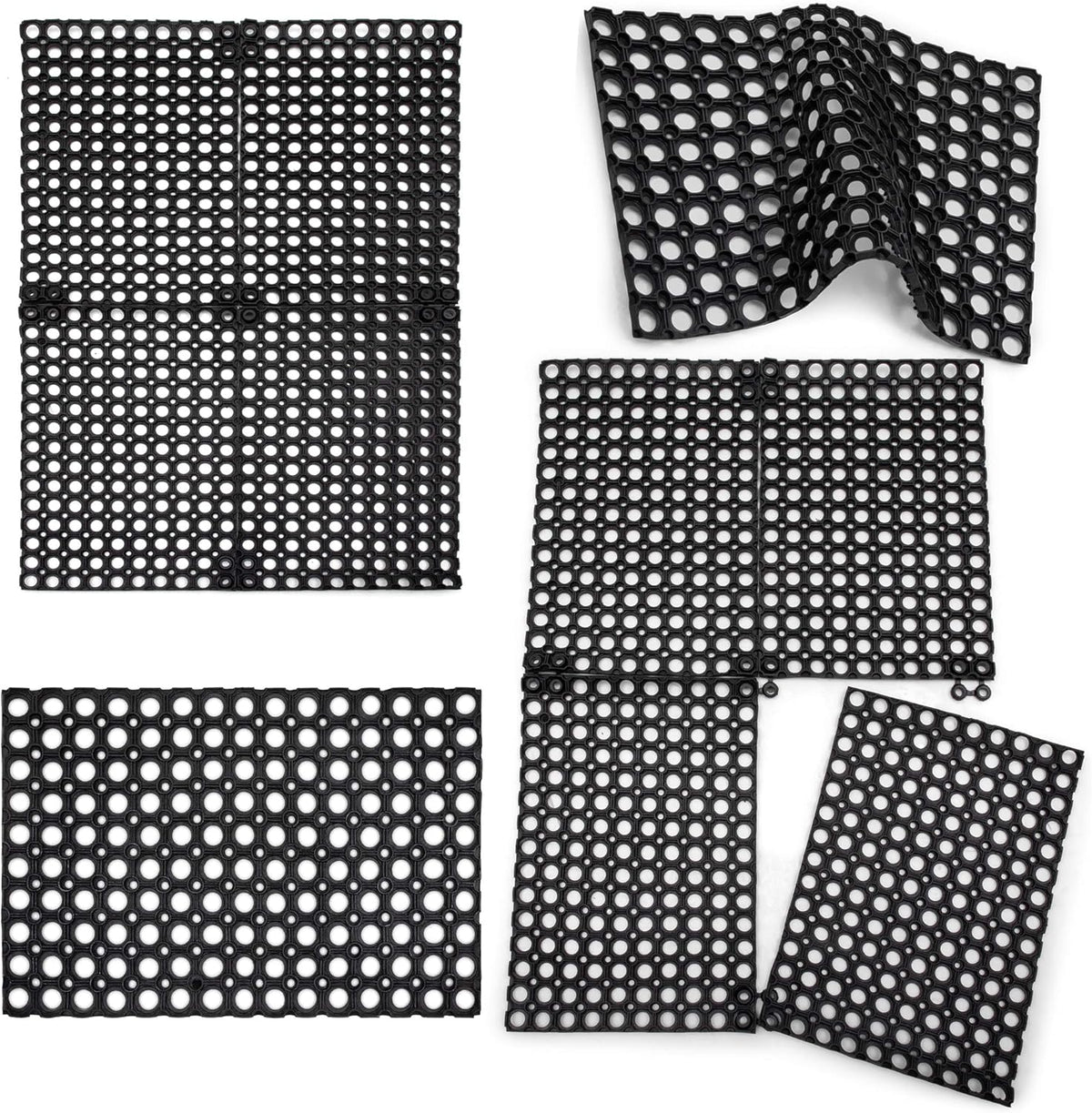 Interlocking Rubber Drainage Floor Mat 24 x 16 inches 12 Mats H3762
