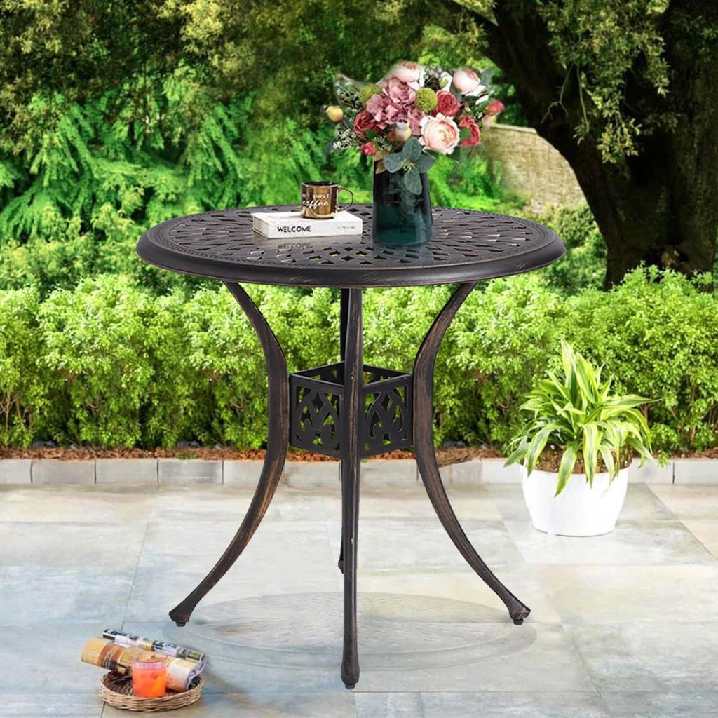 Cast Aluminum Round Dining Table with Umbrella Hole W841625