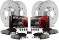 Front and Rear Z23 Carbon Fiber Brake Pads with Drilled & Slotted Brake Rotors Kit V2830