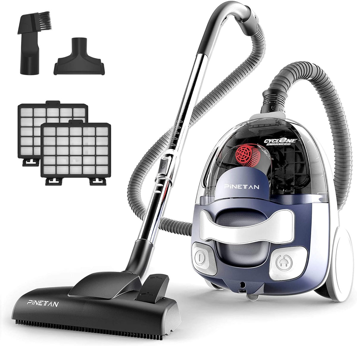 Ocean Blue Bagless Canister Vacuum Cleaner with Double HEPA Filtration N24492