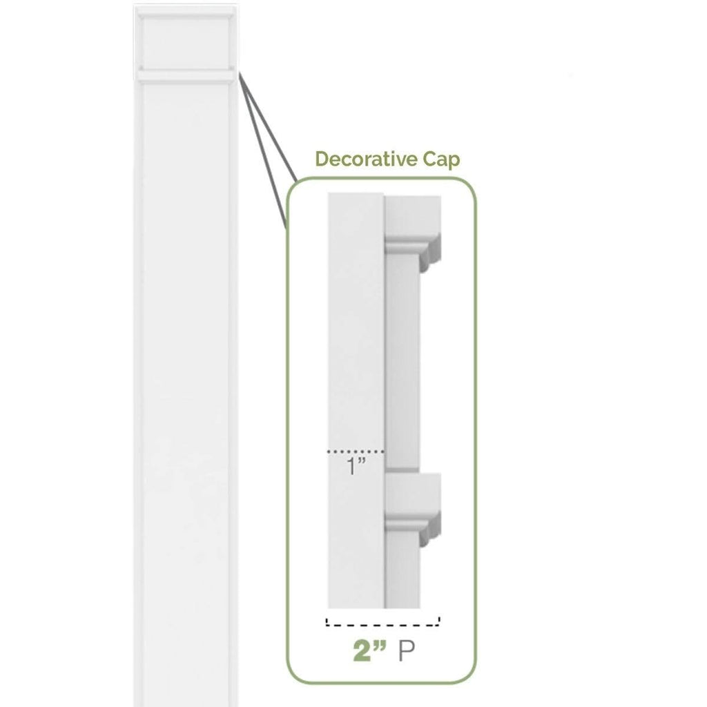 Two Equal Flat Panel PVC Pilaster with Decorative Capital & Base (Pair) O42564
