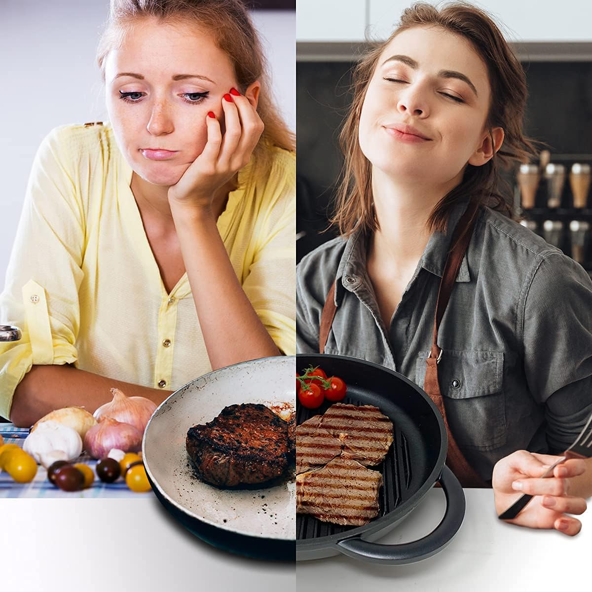 10.6 Inch Non Stick Cast Aluminum Griddle Pan with Glass Lid O966