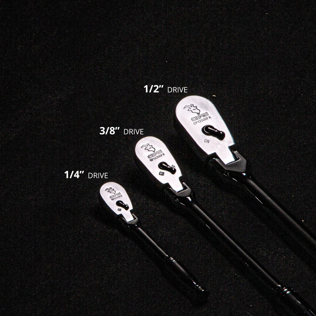 Low Profile Flex-Head Ratchets Set, 1/4 in, 3/8 in. and 1/2 in. Drive, 72-Tooth V637278