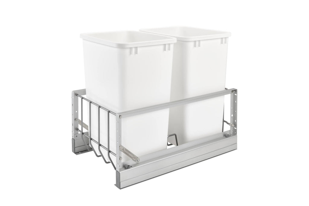 White Double 35-Quart Pull Out Waste Containers T74003