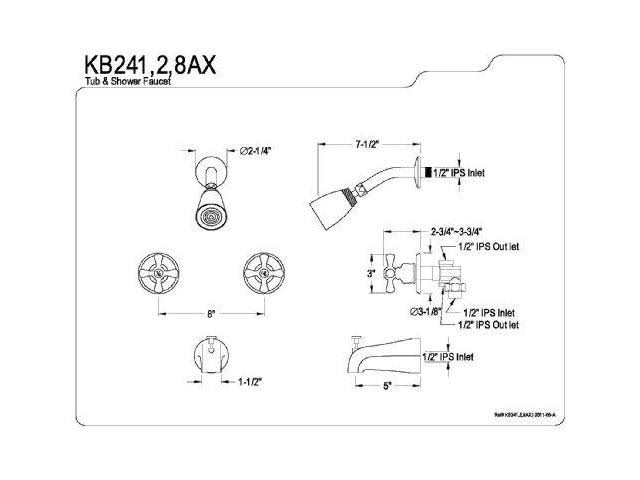 Polished Brass Two Handle Tub and Shower Faucet E3580