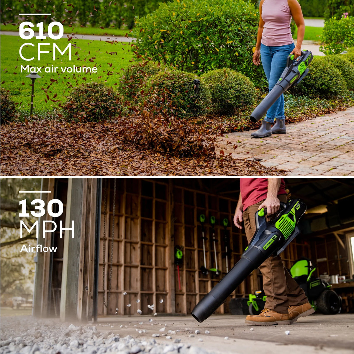60V 610 CFM Cordless Brushless Leaf Blower with 2.5Ah Battery & Charger W524