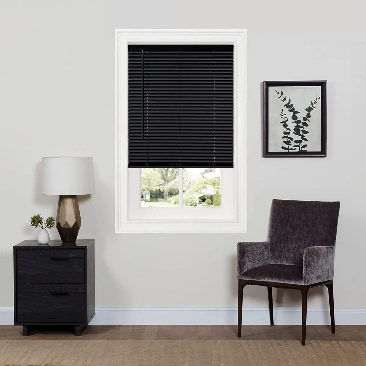 1" Vinyl Blackout Cordless Window Blinds, 64L x 34W Inches J91034