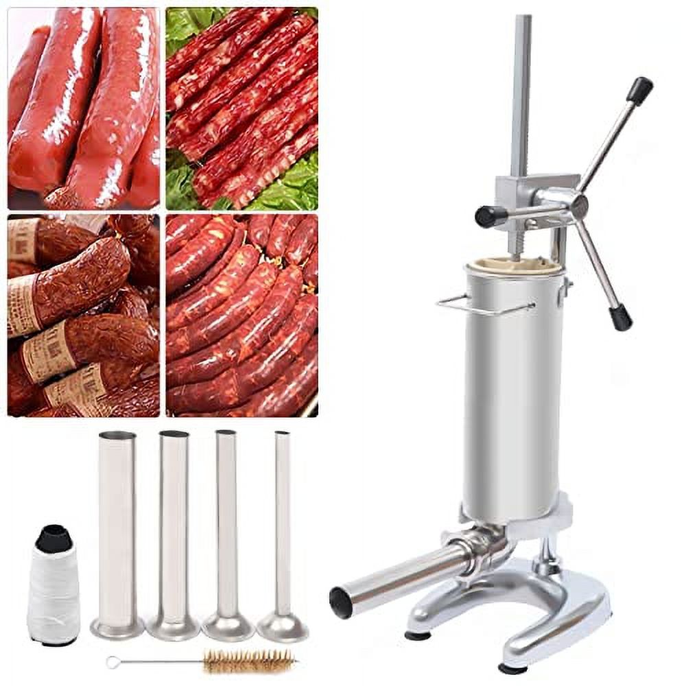 3L Stainless Steel Manual Sausage Stuffer Machine with 4 Filling Tubes R1764