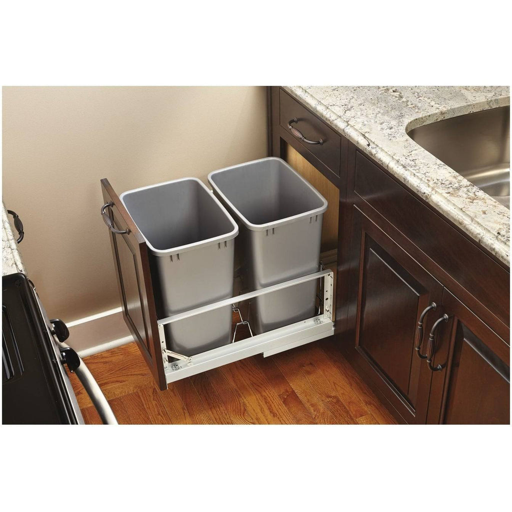White Double 35-Quart Pull Out Waste Containers T74003