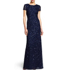 Navy Scoop Back Sequin Gown D291943