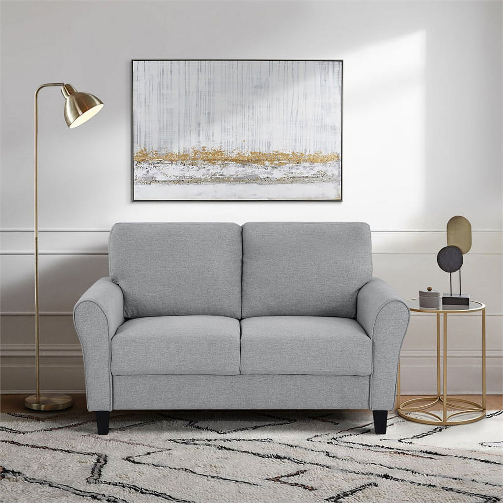Textured Fabric 2-Piece Upholstered Sofa Set in Dark Gray Y429618