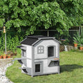 Wooden 2-Story Outdoor Cat House with Escape Door A154