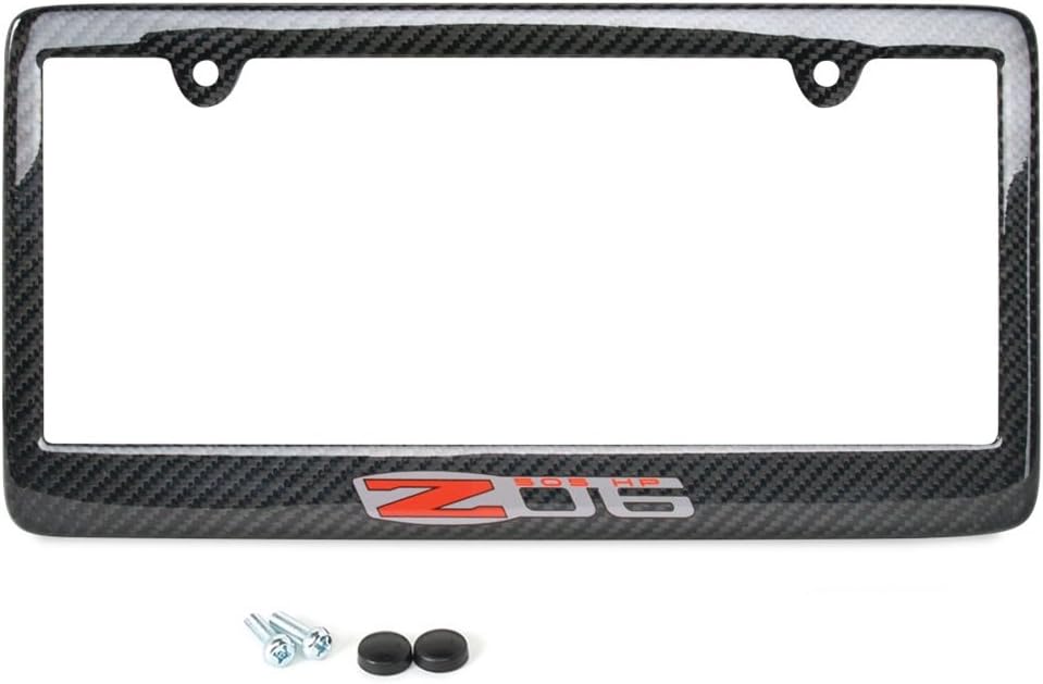 Red Script License Plate Frame - Real Carbon Fiber L35387