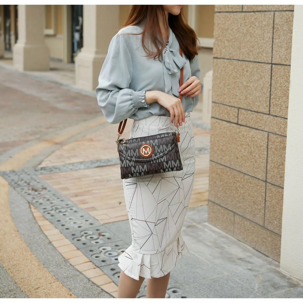 Beige Monogram Crossbody Handbag B306
