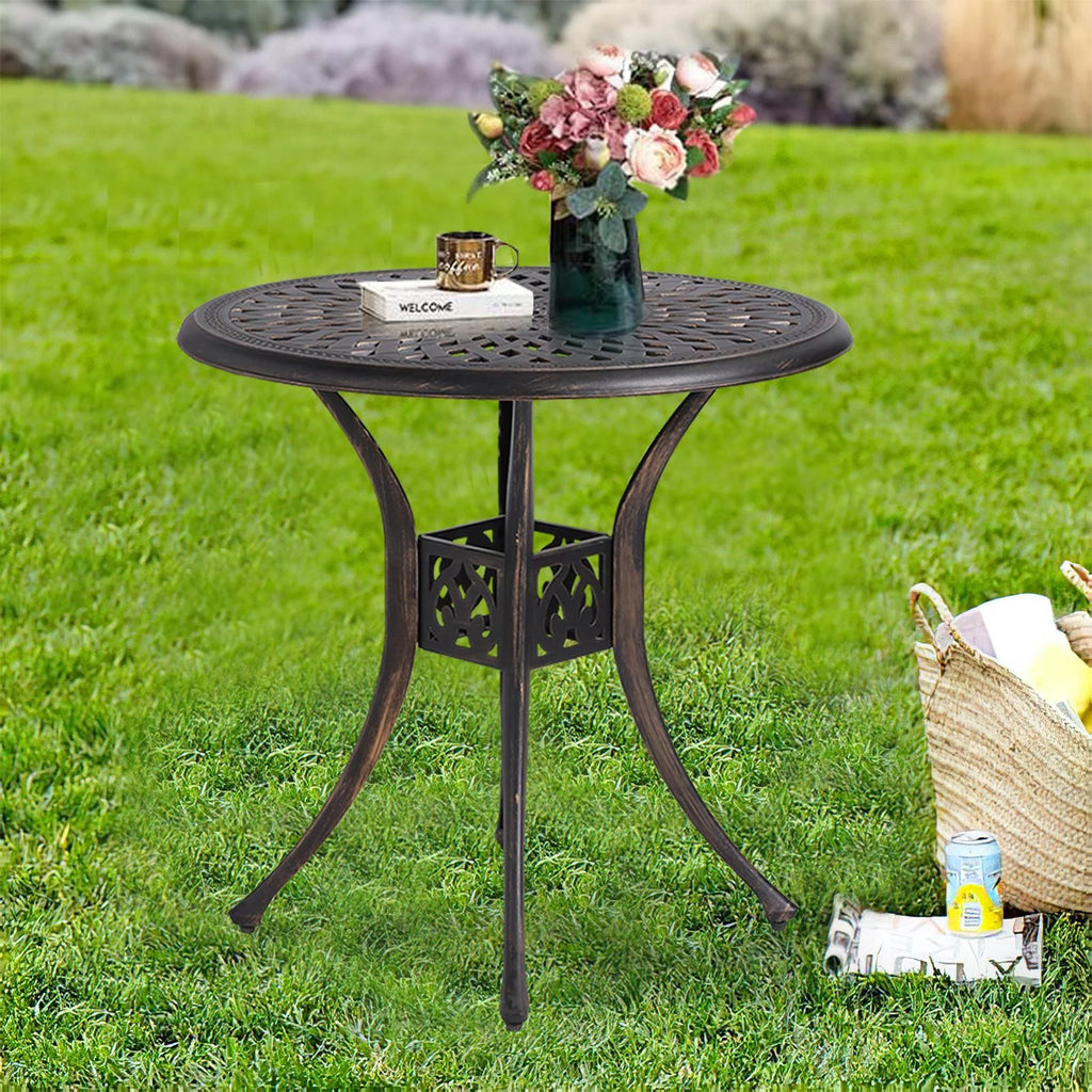 Cast Aluminum Round Dining Table with Umbrella Hole W841625