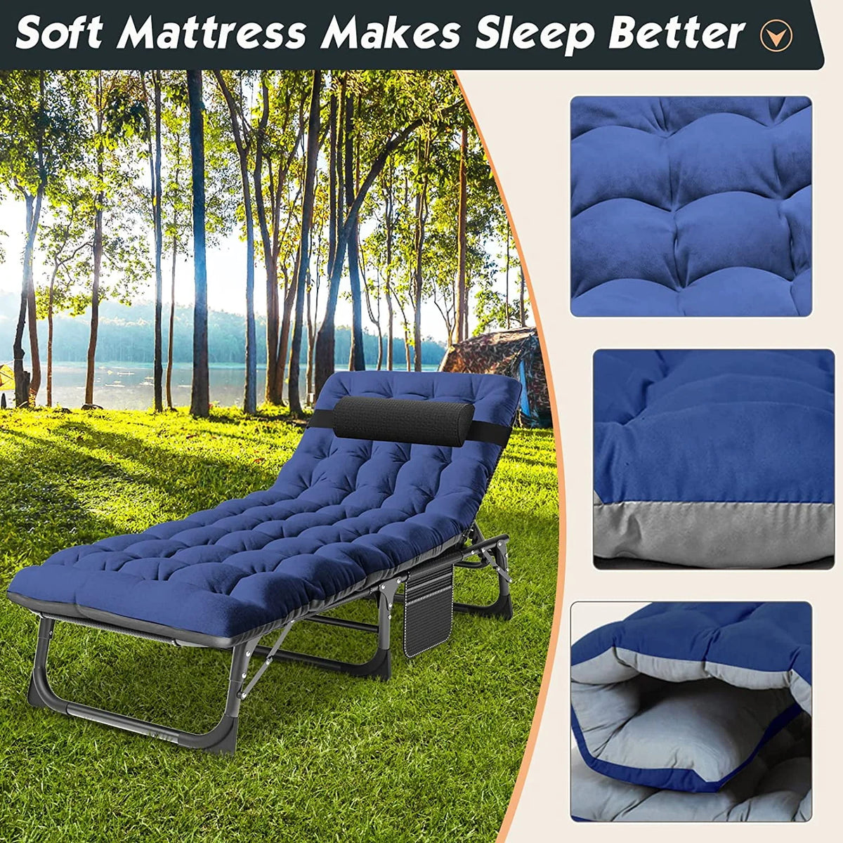Folding Chaise Lounge Chair 5-Position Heavy Duty Z5804