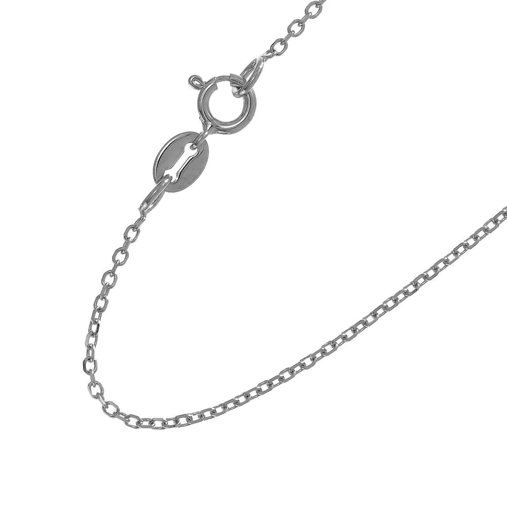 14k Solid White Gold Cable Chain Necklace, 13 Inches T9456