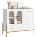 White 5 Drawer Dresser with Glass Door S245