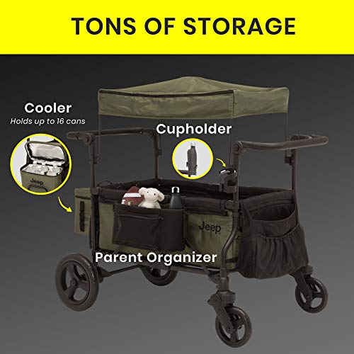 Black/Green Stroller Wagon with Cooler Bag and Parent Organizer S314985