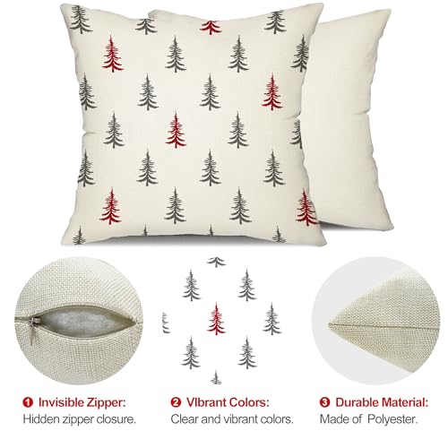 Christmas Tree White 18x18 inch Set of 2 Throw Pillow Covers I2943