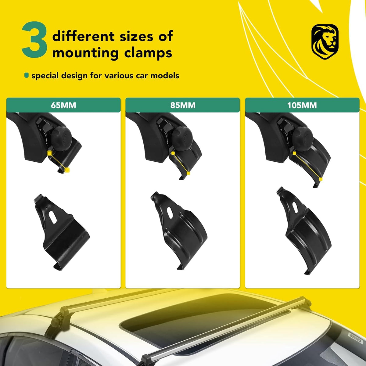 52" Aluminum Roof Rack Cross Bars with Mounting Clamps I368