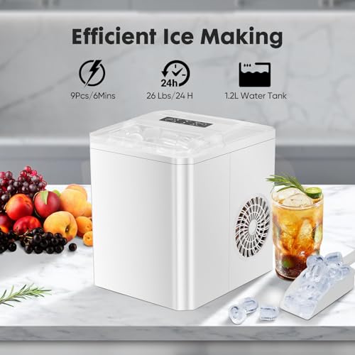 Portable Self-Cleaning Countertop Ice Maker with Scoop and Basket, Coal Black R292918