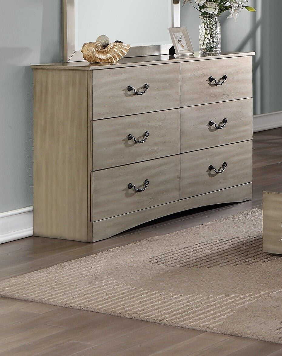 Cal King Size 6pc Bedroom Set with Dresser Mirror Nightstands Chest S968